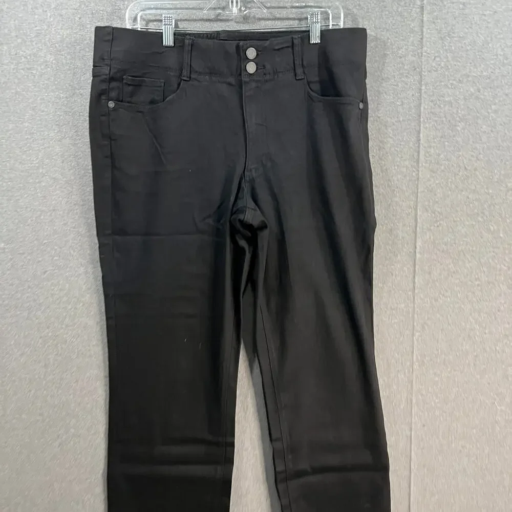 Susan Graver Regular Stretch Denim Straight Leg Jean Black, Reg 16